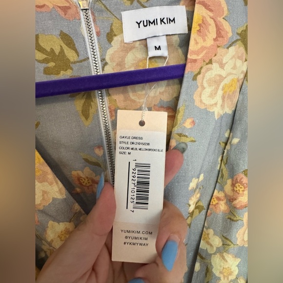 NEW Yumi Kim Revolve Gayle Linen Mini Dress Floral Bubble Size Medium Blue NWT - Picture 6 of 9